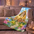 thumbnail image 6 of Bunny Golden Egg Cottage Garden, Playful Botanical Garden Scene, Warm Flannel Blanket for Sunroom and Reading Nook, Garden Lovers Housewarming Gift, Botanical Home Decor, 6 of 9