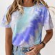thumbnail image 4 of Camiseta de mujer Cuello redondo Manga corta Tie-dye Printed Casual Top, Azul, S Yuarrent AP000470-05, 4 of 7
