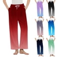 thumbnail image 2 of Fengactive Women's Bottoms with Pockets Gradient Plush Pajama Pants Soft Straight Leg Warm Winter Lounge Sleep Pants, 2 of 8