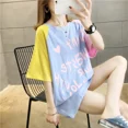 thumbnail image 2 of 2024 Primavera Verano Nuevo Estilo Coreano Versátil Ajuste Holgado Estampado Largo Medio Manga Corta Camisetas Ropa De Mujer Top De Moda, 2 of 4