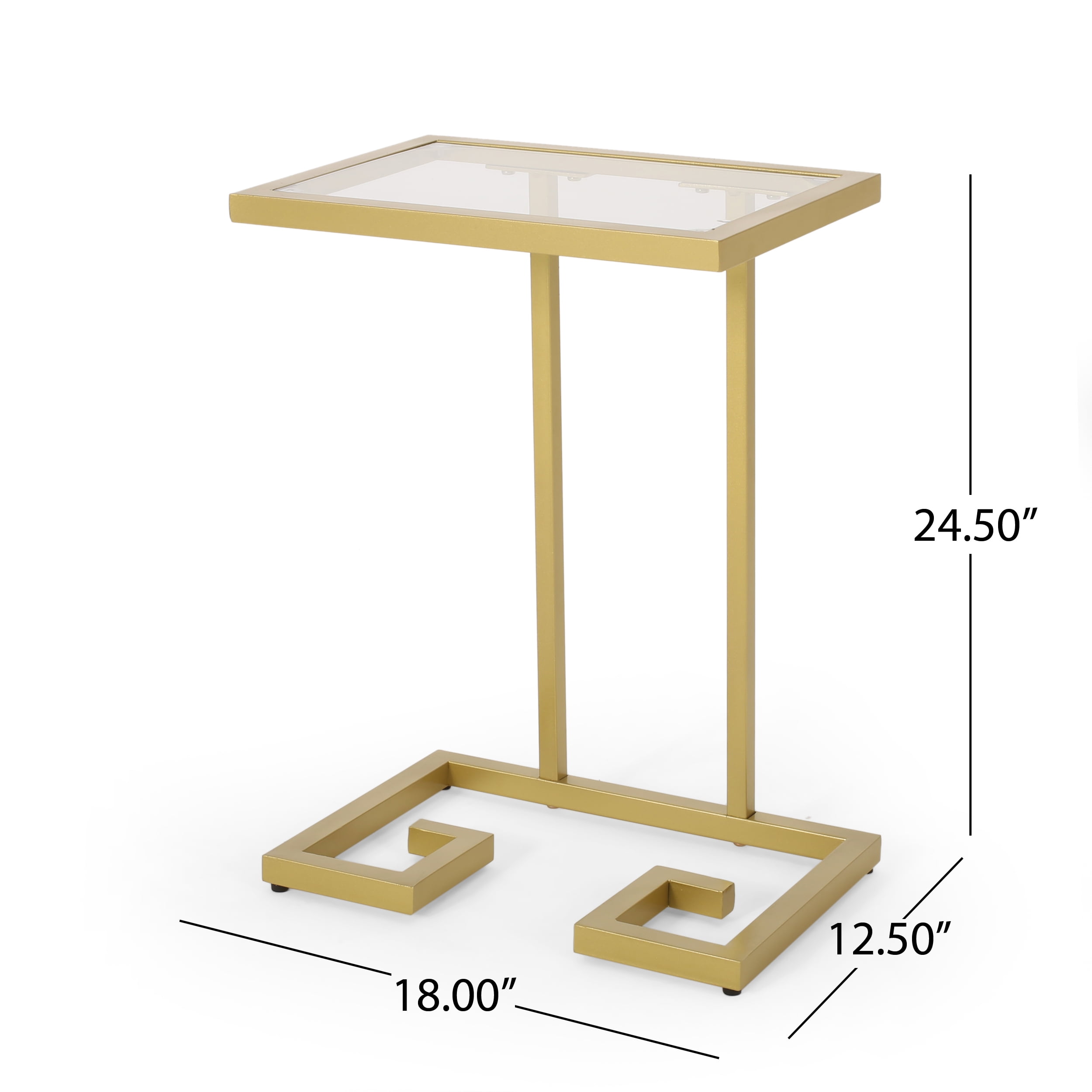 Euroco Modern End Table, Side Table Nightstand with Glass Tabletop & Gold Metal Frame for Small Space,Living Room, Bedroom