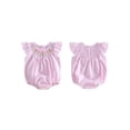 thumbnail image 2 of BemeyourBBs Newborn Baby Girls Summer Clothes Plaid Gingham Smocked Bubble Rompers Flower Embroidery Round Neck Fly Sleeve Infant Bodysuits Jumpsuits, 2 of 9