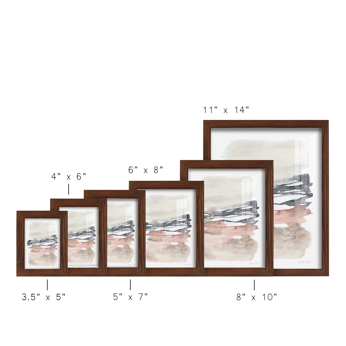 Tiered Horizon Line I -Framed Print w/glass-Chestnut