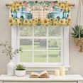 thumbnail image 3 of 2 Pack Valances for Windows, Sunflowers Trucks Window Valances for Living Room/Bedroom/Bathroom, Spring Farmhouse Eucalyptus Orange Plaid Light Filtering Kitchen Curtain Valance 54"W x18" L, 3 of 9