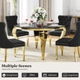 thumbnail image 5 of Round Glass Dining Table, S-Shaped Stainless Steel Legs, 47" Black Mirrored Tempered Glass Top, for Dining Rooms & Apartments, 5 of 7