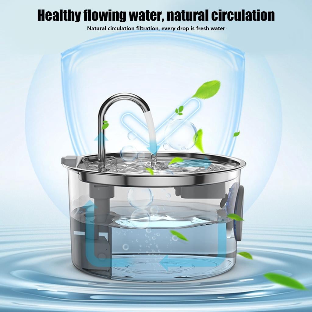 Giaone Automatic Water Dispenser 3.2L Stainless Steel with 2 USB Powered Low Noise for Pets hydrations Station