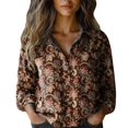 thumbnail image 2 of Bovemsi Women Cotton Shirt Printed Fashion Down Shirts Casual Tops Long Sleeve Blouse, Red Women's Summer Shirts, 4XL, 2 of 4
