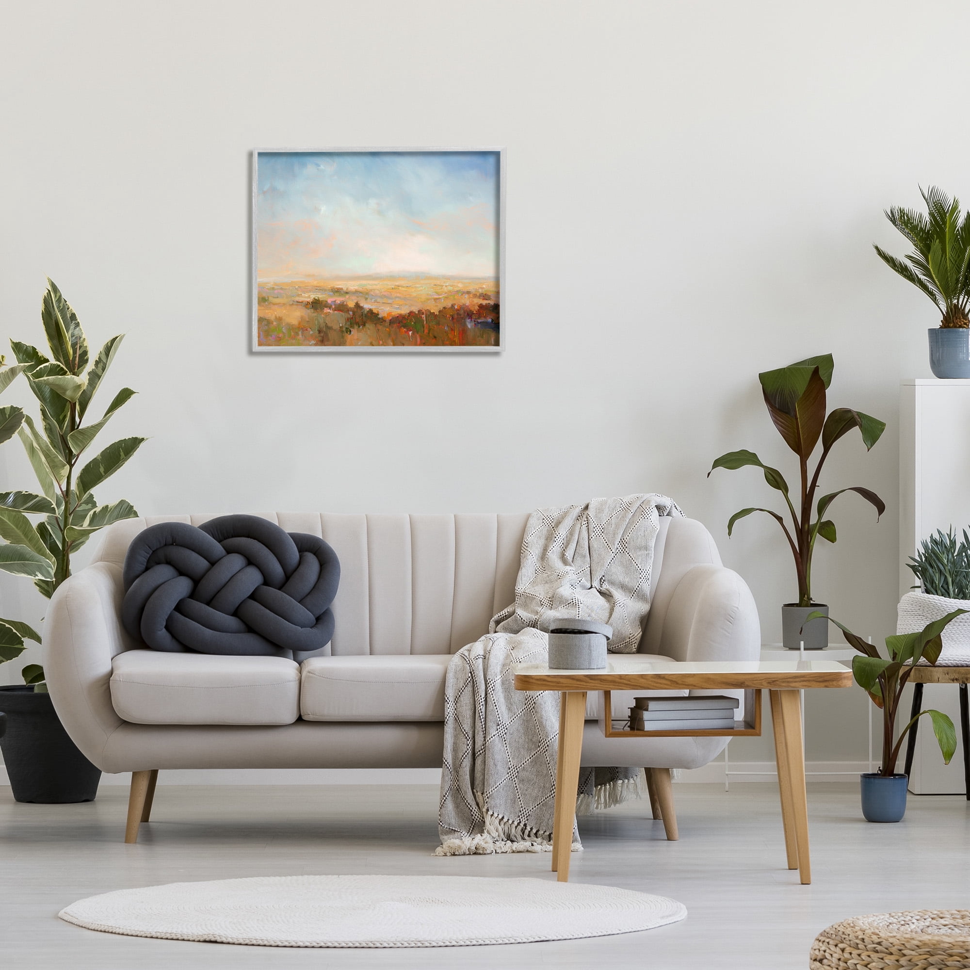 Stupell Industries Abstract Farmland Nature Landscape Painting Gray Framed Art Print Wall Art, 30 x 24