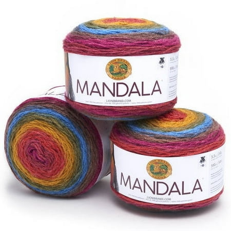 UPC: 0842093110309 | Lion Brand Yarn Mandala Chimera Self-Striping Light Acrylic Multi-Color Yarn 3 Pack