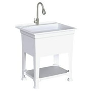 UTILITYSINKS Plastic 30” Freestanding Utility Sink with Pull Faucet, White