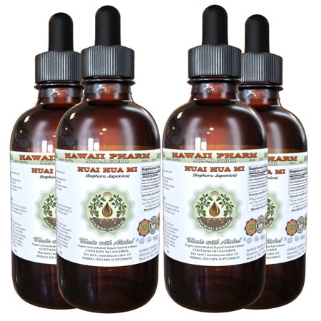 Huai Hua Mi (Sophora Japonica) Glycerite, Organic Dried Flower Buds Alcohol-Free Liquid Extract, Pagoda Tree, Flos Sophorae, Glycerite Herbal Supplement 4x4 oz
