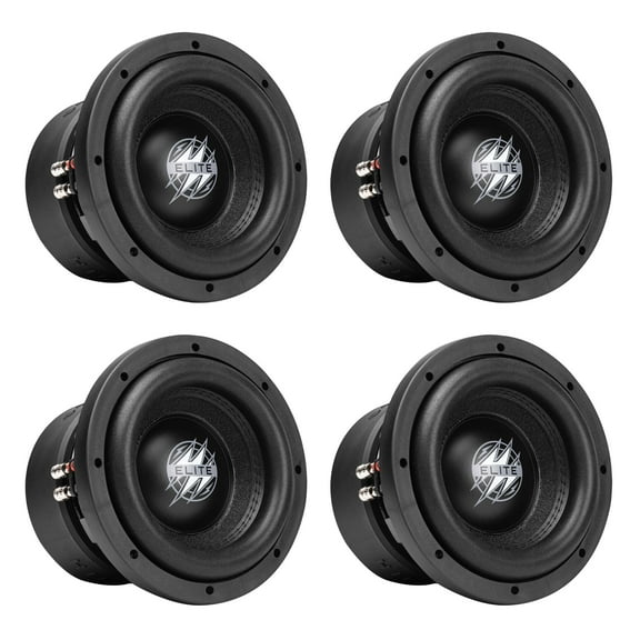 Hifonics 4 Pack ELITE 8" 2 Ohm Subwoofer, Dual Voice Coil Audio Speaker, 1200W