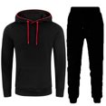 thumbnail image 2 of Brondbend Sweatsuits Men 2 Piece Outfit Mens Sweat Suit Long Sleeve Hoodie with Pockets Sweatshirt and Sweatpants Tracksuits Loose Fall Winter Versatile Outdoor Workout Suits,Black, 2 of 7