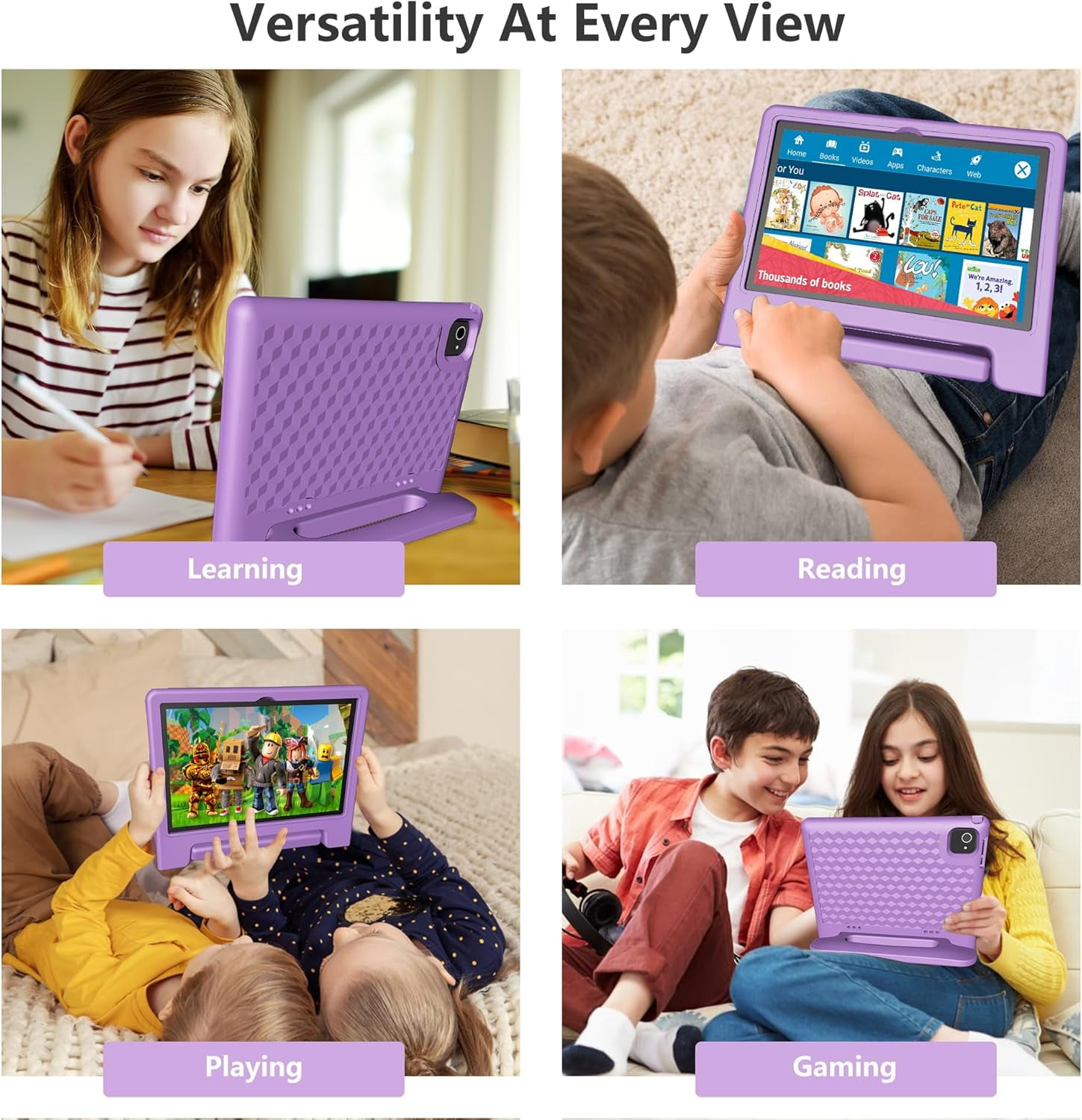 Kids Tablet 10 Inch, Tablet for Kids Android 13, 4GB+64GB, 8-Core CPU, WiFi 6, 12H Battery Life, Parental Control, 1280 * 802 HD Display, Dual Cameras, Shockproof Case, Pre-Installed Educational Apps
