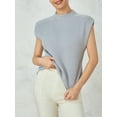 thumbnail image 6 of Douhoow Women Sweater Vest Sleeveless Mock Neck Knit Tops Solid Color Loose Crop Top, 6 of 8