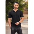 thumbnail image 3 of COOFANDY Men's Zipper Polo Shirts Short Sleeve Ribbed Knit Polo T-Shirts Fashion Casual Golf Shirts, 3 of 6