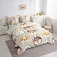 thumbnail image 3 of Homewish Puppy Dog 7pcs Bedding Comforter Set,Pet Animal Queen Bedding Sets,Brown Gray Queen Sheet Sets For Boys Kids,Super Cozy Room Decor Reversible, 3 of 8