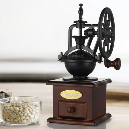 1pc Manual Coffee Grinder Antique Wooden Coffee Grinder Roller Grain Mill Hand Crank Coffee Grinders Apply To French Press Espresso Drip Coffee Cold & Turkish Brew