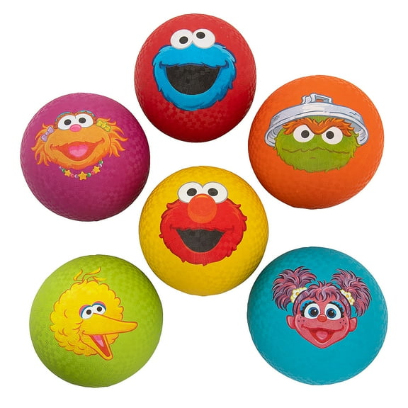 8 1/2" Inflatable Sesame Street Character Rubber Playground Balls - 6 Pieces
