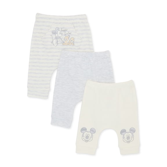Disney Baby Wishes Dreams Mickey Mouse Infant Baby Jogger Pants, 3-Pack, Sizes Newborn-12 Months