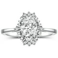 thumbnail image 1 of RYLOS Rings for Women Sterling Silver Ring with 7X5MM Oval Gemstone &  Sparkling Diamonds April White Topaz Jewelry Size 10, 1 of 7