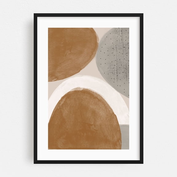 Simple Shapes - Mixed Media Abstract Minimalist Boho Geometric Modern Art Pattern Watercolor Black Framed Wall Art Print 16 x 20 inches