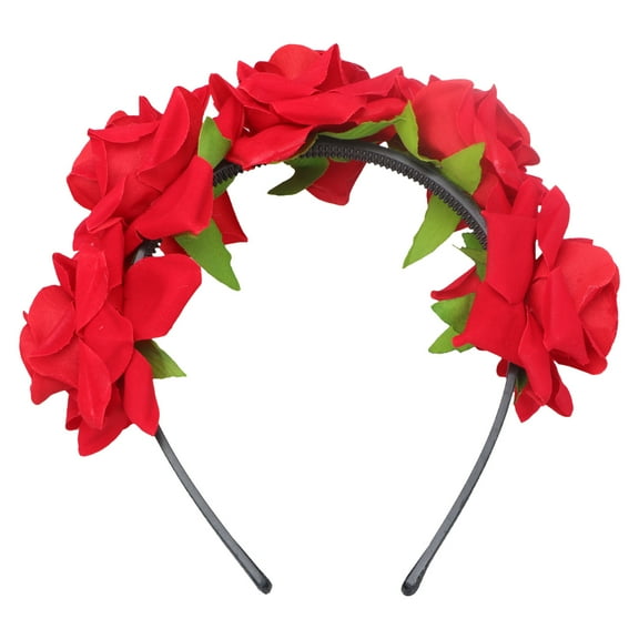1PC Simulation Flower Headband 3D Rose Headwrap Women Hair Hoops Creative Hair Band for Bride Wedding Photography (Red)