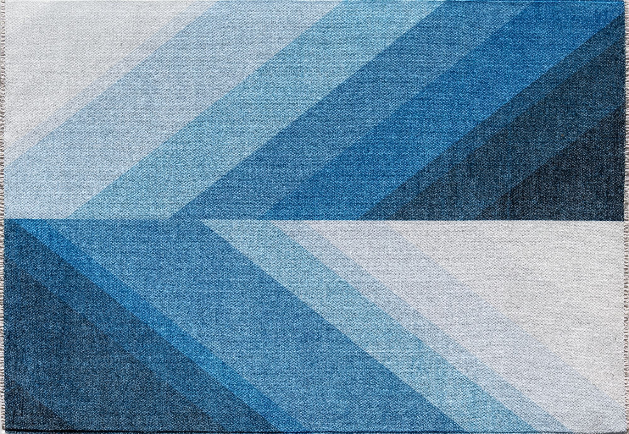 Elizabeth Sutton MI40A True Blue Stripe Modern Blue Area Rug, 2'7" x 8'