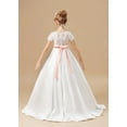 thumbnail image 5 of Flower Girl Dresses for Wedding Satin First Communion Dress Lace Girls Pageant Ball Gown (Ivory 2 -3Years）, 5 of 8