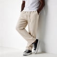 thumbnail image 2 of Nestiefly Mens Cotton Linen Pants Casual Elastic Waist Drawstring Summer Beach Pants Loose Fit Lightweight Dress Trousers 2026 Beige L, 2 of 6
