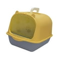 thumbnail image 1 of TISHITA Toilette pour Chat Fermée, Bac à Litière Portable Détachable, Nettoyage Facile, Réutilisable, Jaune Gris, 1 of 8