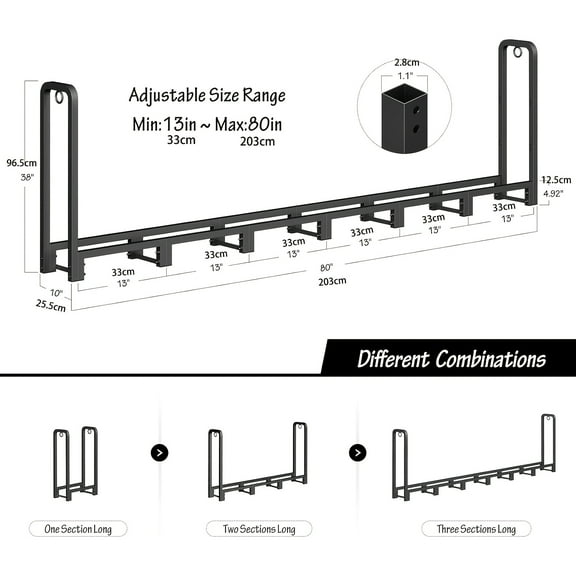 [Heavy Duty Firewood Rack] Heavy Duty 1pc Metal Firewood Rack Stand | 40in Log Carrier Holder with Waterproof Cover for Indoor & Outdoor Use