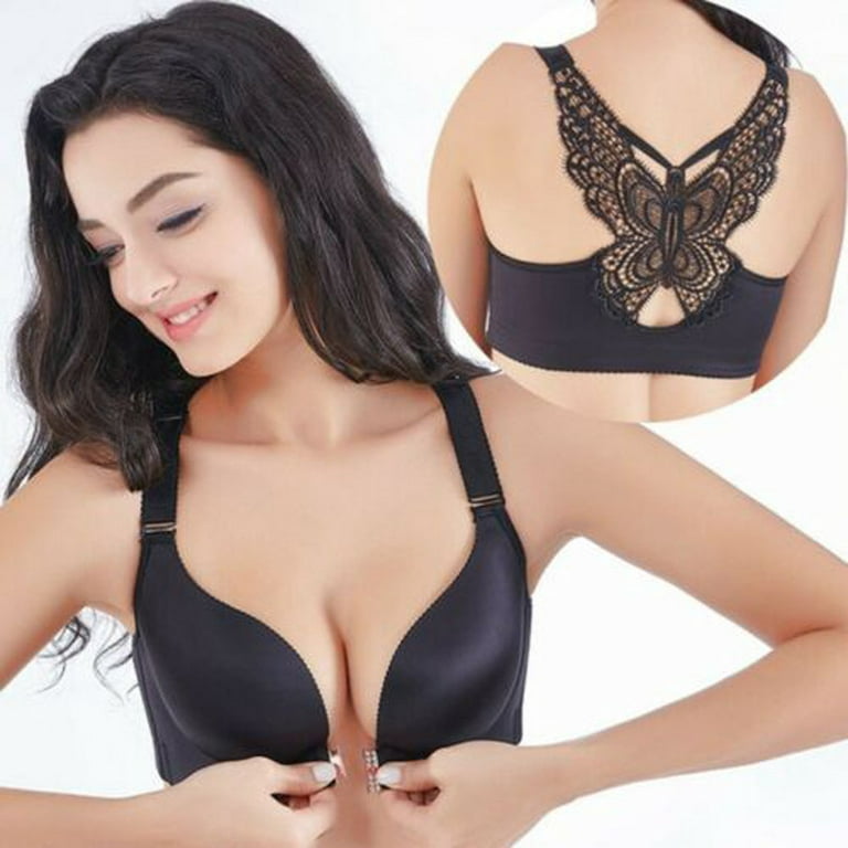 Aayomet Underwire Bra Women's Minimizer Bras Comfort Cushion Strap Wirefree  Full Coverage Large Bust Non-Padded Bra,Black 40