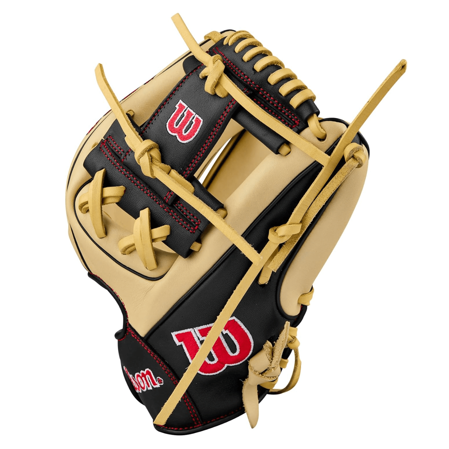 Wilson 2024 A900 PF115 Pedroia Fit 11.5 Infield Baseball Glove, Blonde/Black/Red, Right