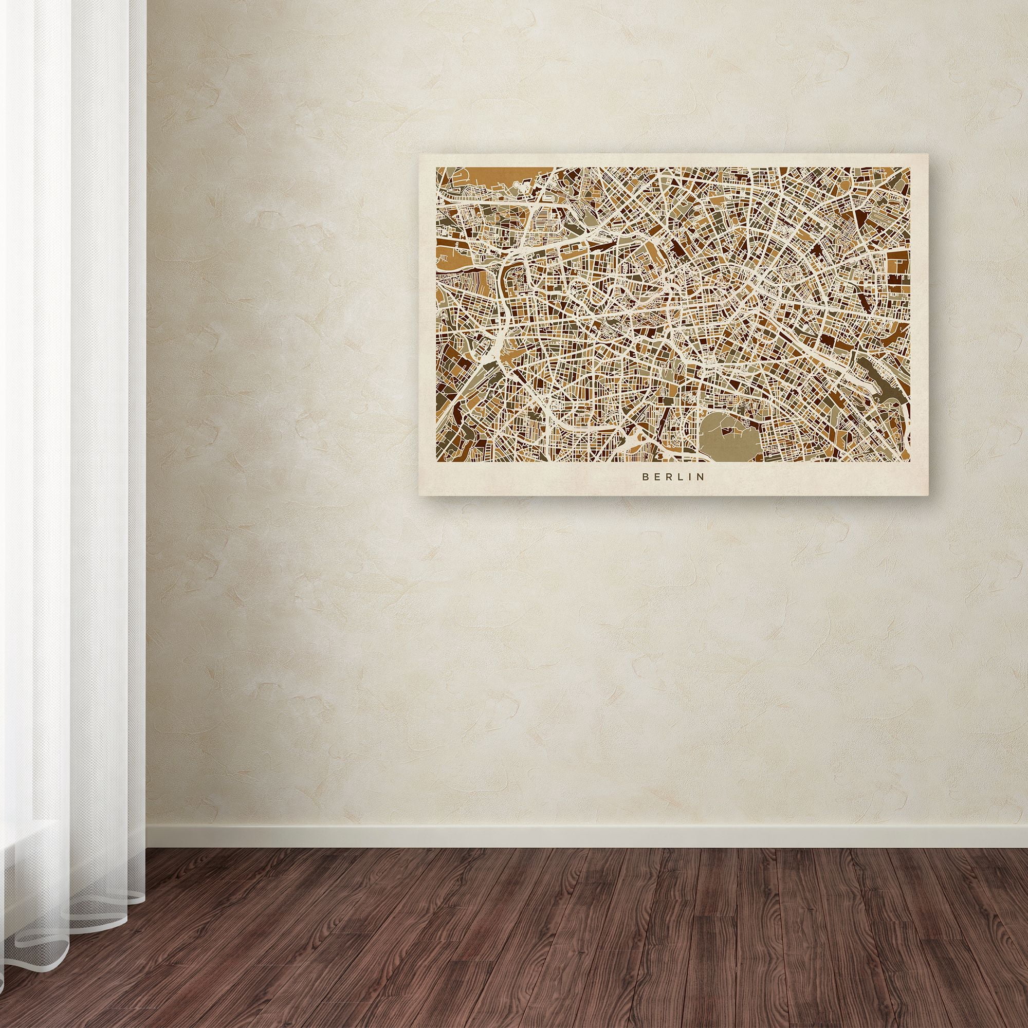 "Berlin Germany Street Map" Canvas Art by Michael Tompsett