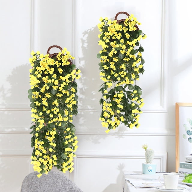 Decoración del hogar, decoración de habitaciones, cesta colgante artificial de poliéster, plantas falsas para decoración de interiores, hogar, cocina, oficina, arreglo floral colgante realista, planta
