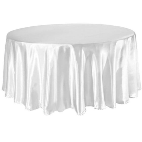 Tektrum 108 inch Round Silky Satin Tablecloth - Premium Fabric - Best for Wedding Party Banquet Events Restaurant Kitchen Dining Decoration - White Color