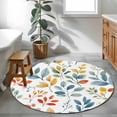 thumbnail image 3 of Round Rugs 3Ft, Colorful Botanical Round Area Rug Washable Indoor Throw Carpet, Pastoral Country Summer Leaves Small Non Slip Circle Rug for Bedroom Living Room Home Decor Aesthetic, 3 of 8