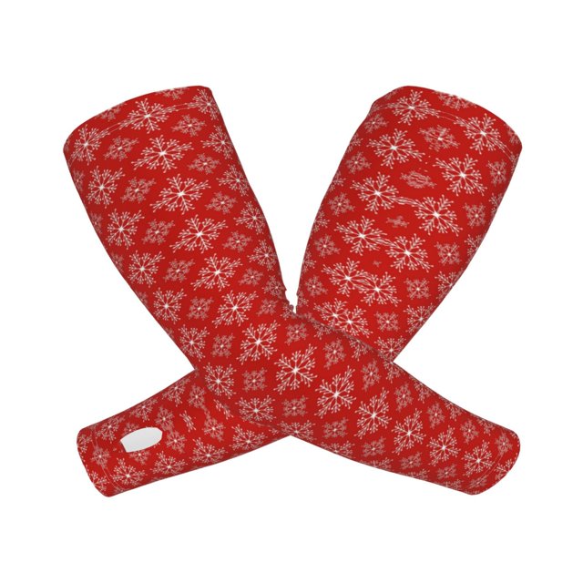 Balery Red White Snowflakes Mangas Refrescantes para Brazos para Hombre y Mujer – Transpirables y Absorbentes de Humedad para Mujeres, Hombres y Niños