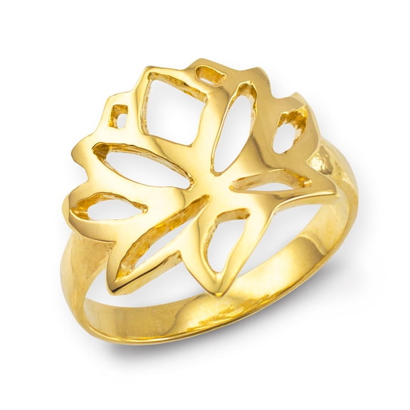10k Yellow Gold Lotus Flower Ring (Size 4)