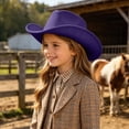 thumbnail image 2 of CAUYDY Western Cowboy Hat for Boys Cowgirl Hat for Girls Sizes 1-8 Years Kid Sun Hats Baby Beach Hat 9-15 Youth Wide Brim Summer Fall Hat Sizes 4-10 Years,Purple, 2 of 9