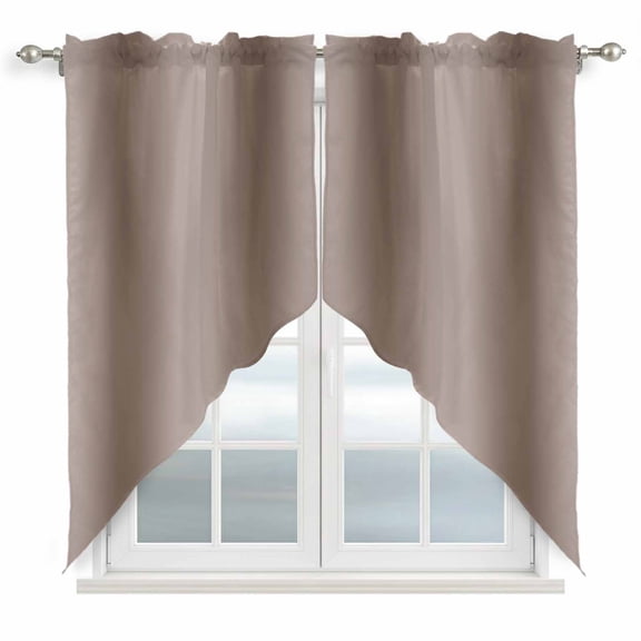 Brown Ombre Kitchen Window Curtains, Swag Curtains Valance for Bedroom Living Room Bathroom, Modern Abstract Art Farmhouse Gradient Rod Pocket Window Treatment Curtain Block Drapes 2 Panels 36"x63"