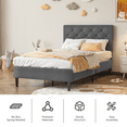 thumbnail image 5 of 4 Ever Winner Twin Upholstered Platform Bed Frame with Adjustable Button Tufted Headboard, Gray, 5 of 8