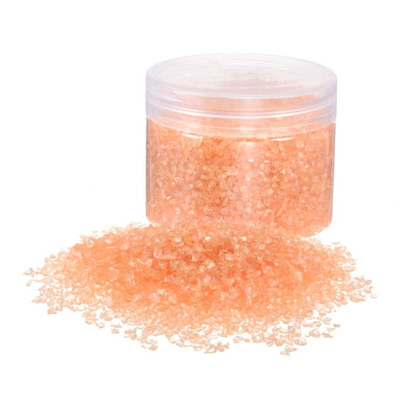 Uxcell 200g Crushed Glass Chips 1-3mm Irregular Broken Sprinkles Chunky Glass for Crafts DIY Vase Filler, Light Amber