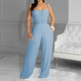 thumbnail image 2 of WREESH Womens Business Casual Jumpsuit Fashion Casual Spring Summer Jumpsuit Blue, 2 of 6