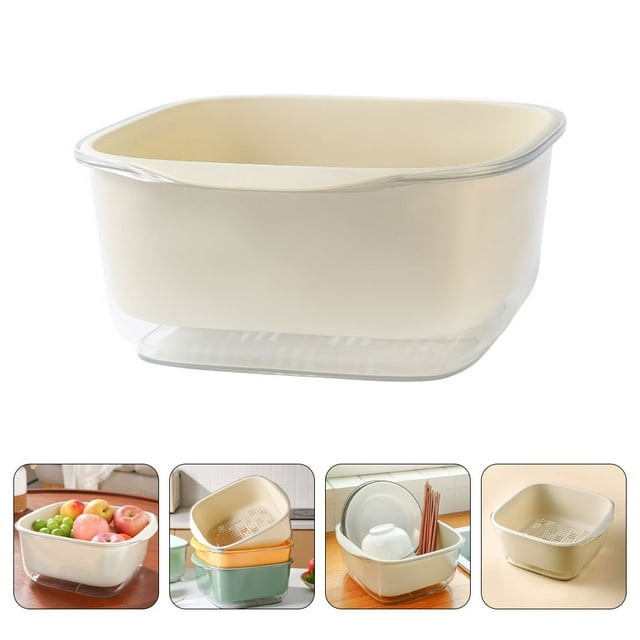 CRAFTHROU Colador Doble Capa Para Cocina Beige Ideal Para Y Escurrir Y Verduras