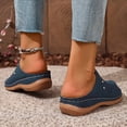 thumbnail image 4 of Stylago Womens Slip on Mules Slippers Closed Toe Wedge Sandals Casual Arch Support Slide Shoes Ladies Outdoor Walking Sandal Size 6.5 Blue, 4 of 7
