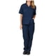 thumbnail image 1 of Uniforme de trabajo de enfermería con cuello en V y bolsillos de color sólido europeo y americano para mujer, 1 of 3