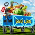 thumbnail image 6 of 220/450/680 LBS Heavy Duty Folding Wagon Cart, All-Terrain Utility Cart with 600D Oxford Fabric, for Camping, Garden, Beach & Shopping, Black, 6 of 16