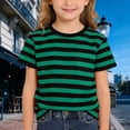 thumbnail image 6 of Rggeeun Toddler Boys T-Shirts Summer Short Sleeve Striped Crew Neck With Pocket Comfortable Kids Tops For Casual Play And Daily Stylish Tee,Green,6-7 Years, 6 of 6